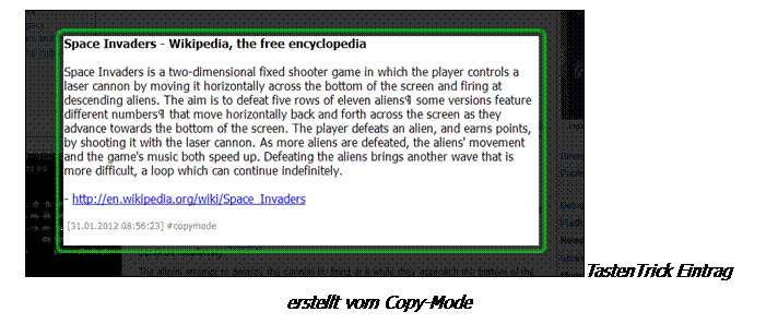 Text Box:  TastenTrick Eintrag erstellt vom Copy-Mode