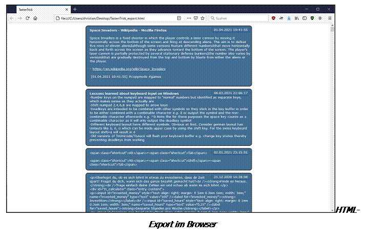 Text Box:  HTML-Export im Browser