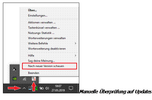 Text Box:  Manuelle Überprüfung auf Updates